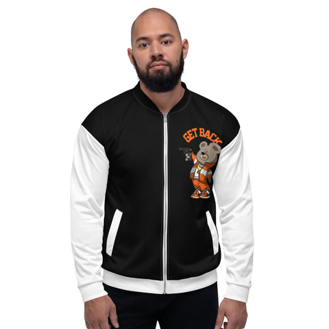 black and white get back Unisex Bomber Jacket